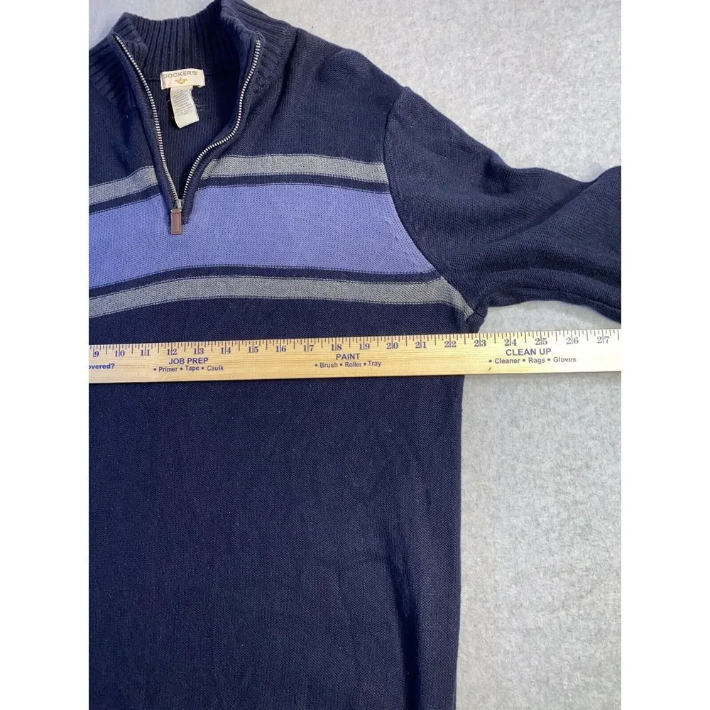 Dockers Mock Neck 1/4 Zip Lightweight Blue Sweater - Men's‎ Large